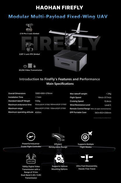FireFly2 Hand-Launched Fixed-Wing FPV Drone（Upgraded）
